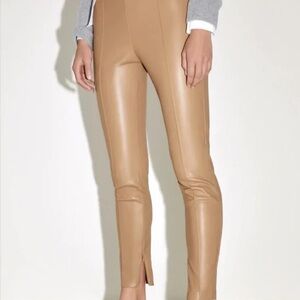 ZARA Tan Leather Hi Rise Leggings